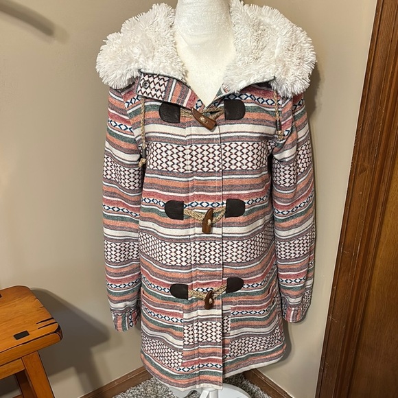 Roxy Pink and White Teddy Jacket Cozy Faux Fur - Picture 2 of 11